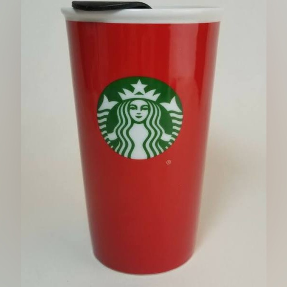 ♦️ Starbucks travel mug ceramic coffee holiday cup 11 oz NWOT 2017